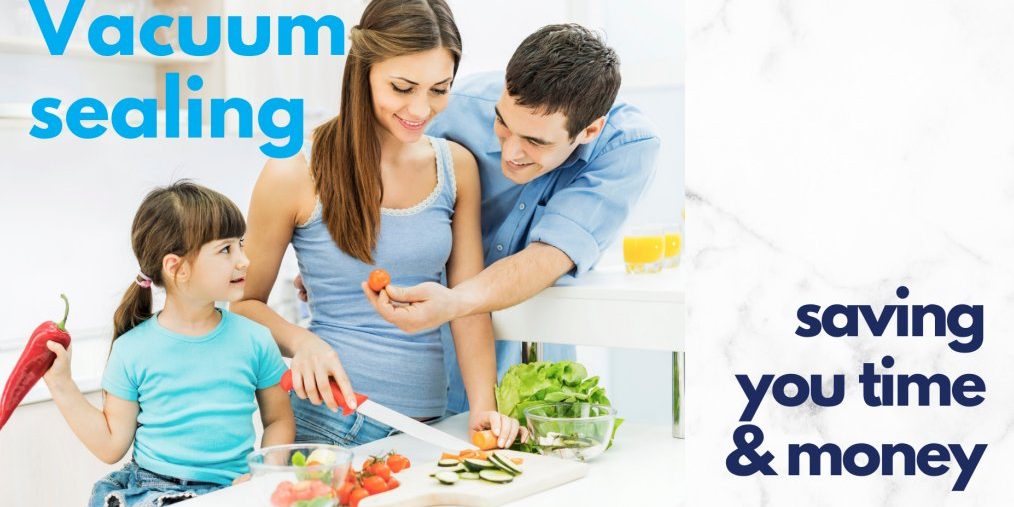 family preparing meal in kitchen