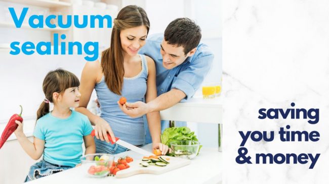 family preparing meal in kitchen